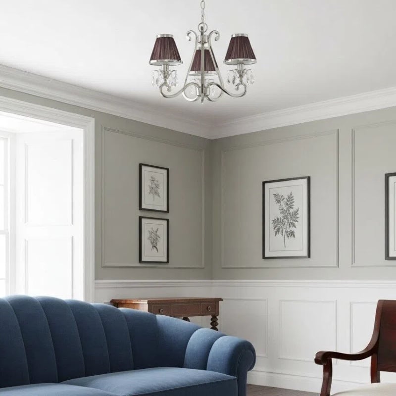 Talonis Multi-light Fabric Chandelier - Elegant Metal Curved Arms for Dining and Living