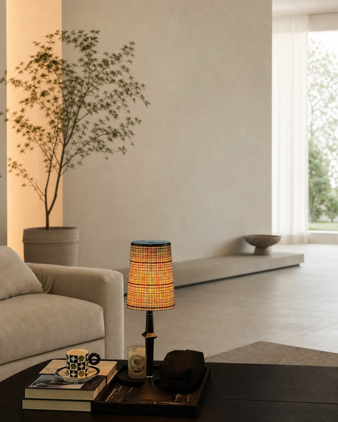 Devon Black Table Lamp (Built-in Battery)