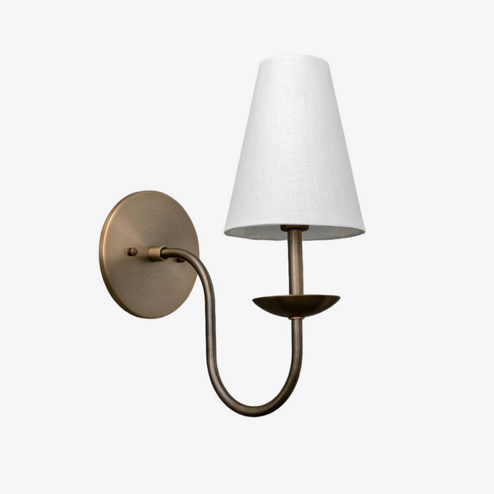 Curva Metal White Linen Sconce - Classic Brass Wall Light for Bedrooms
