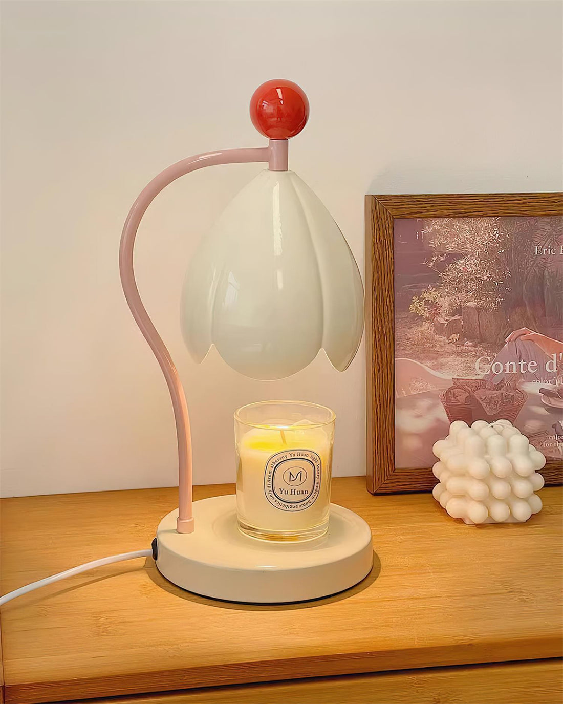 Flower - Shaped Wrought Iron Table Lamp