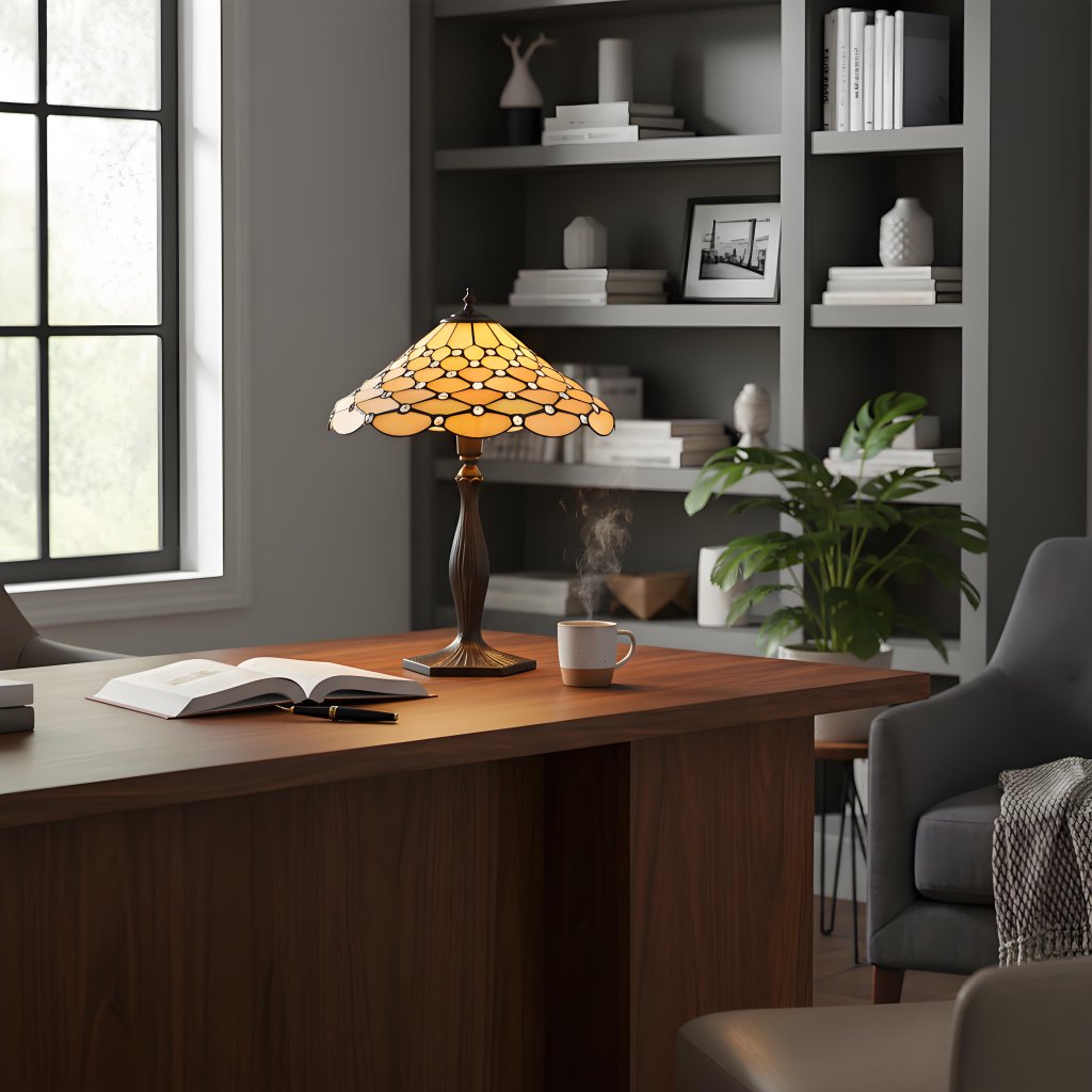 TF Pearl Stained Glass Table Lamp - Bedroom and Living Room Ambient Light