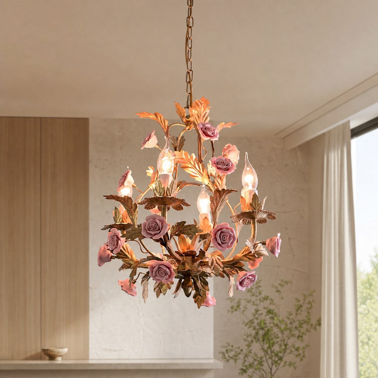 Ceramic Rose Chandelier