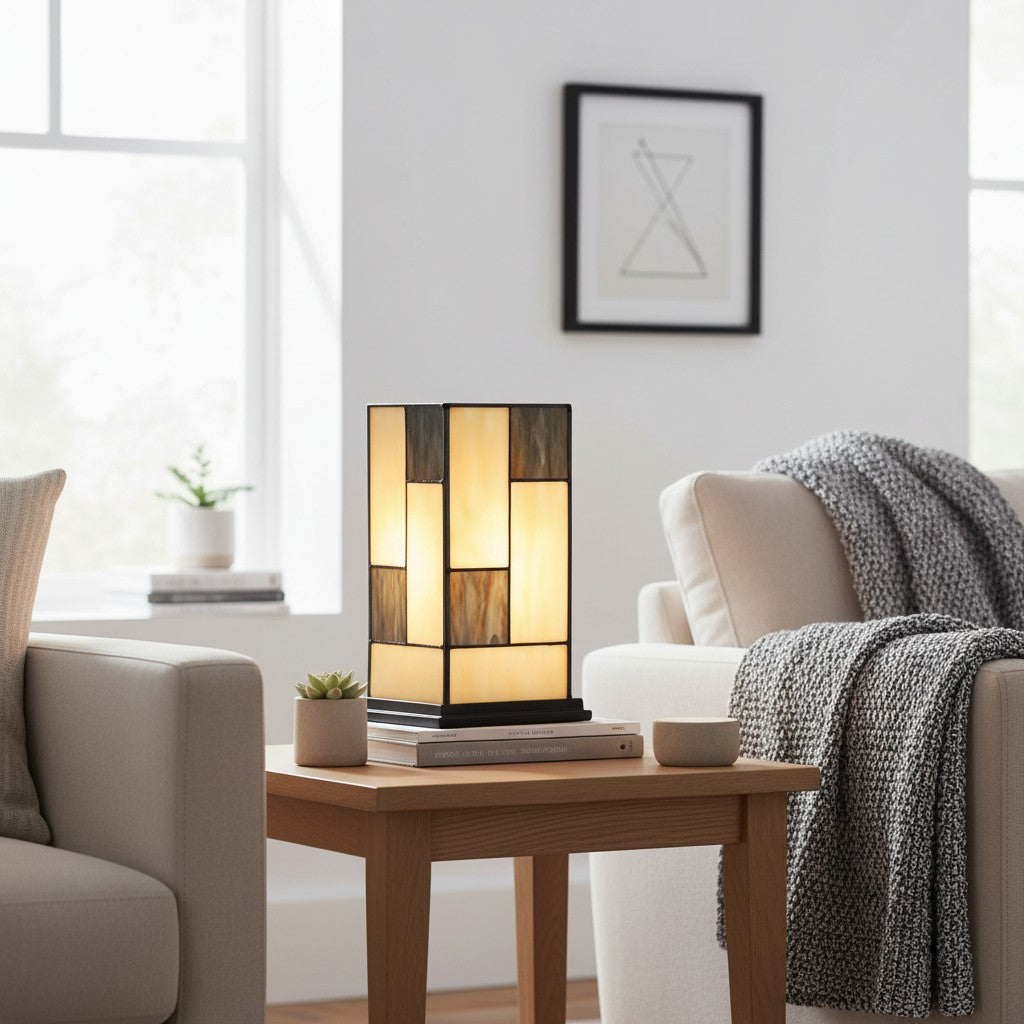 TF Manchester Square Table Lamp - Classic Glass for Living Room and Bedroom