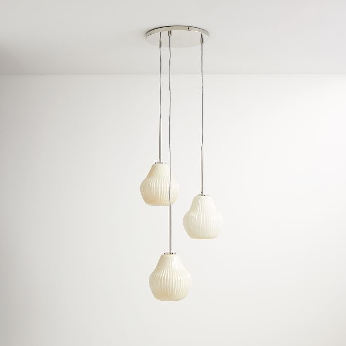 Rivrona Ribbed Glass 3-Light Chandelier - Sculptural Modern Lighting for Home