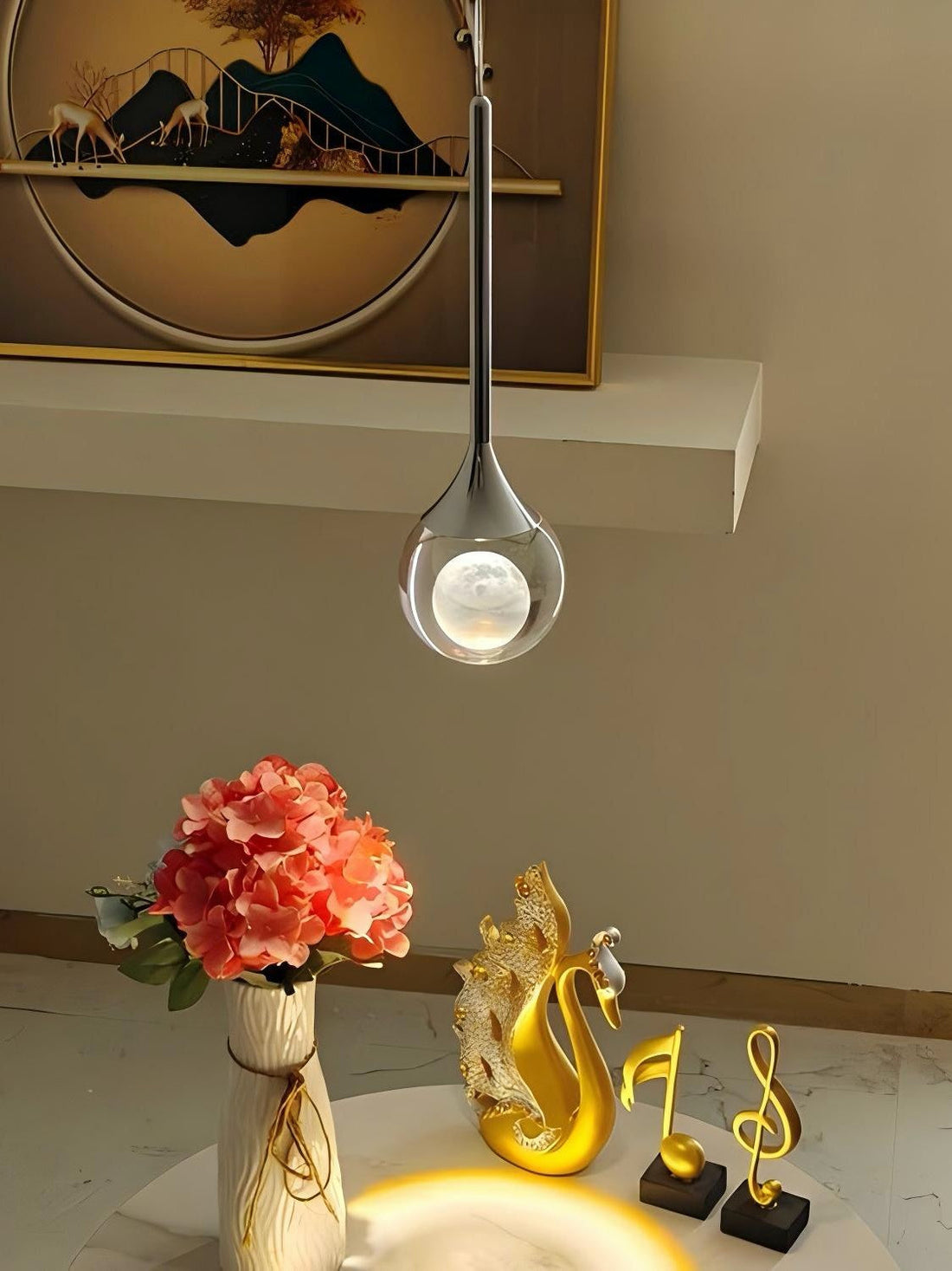 Moon Clear Glass Ball Pendant Light