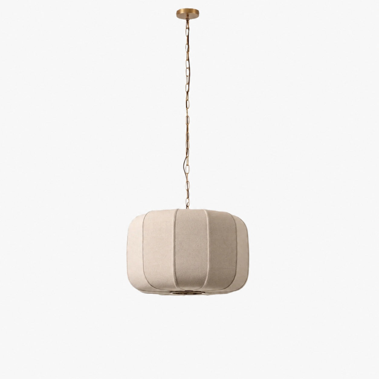 Loomis Tall Pendant – Textured Linen Shade Aged Brass Pendant for Dining Room and Kitchen
