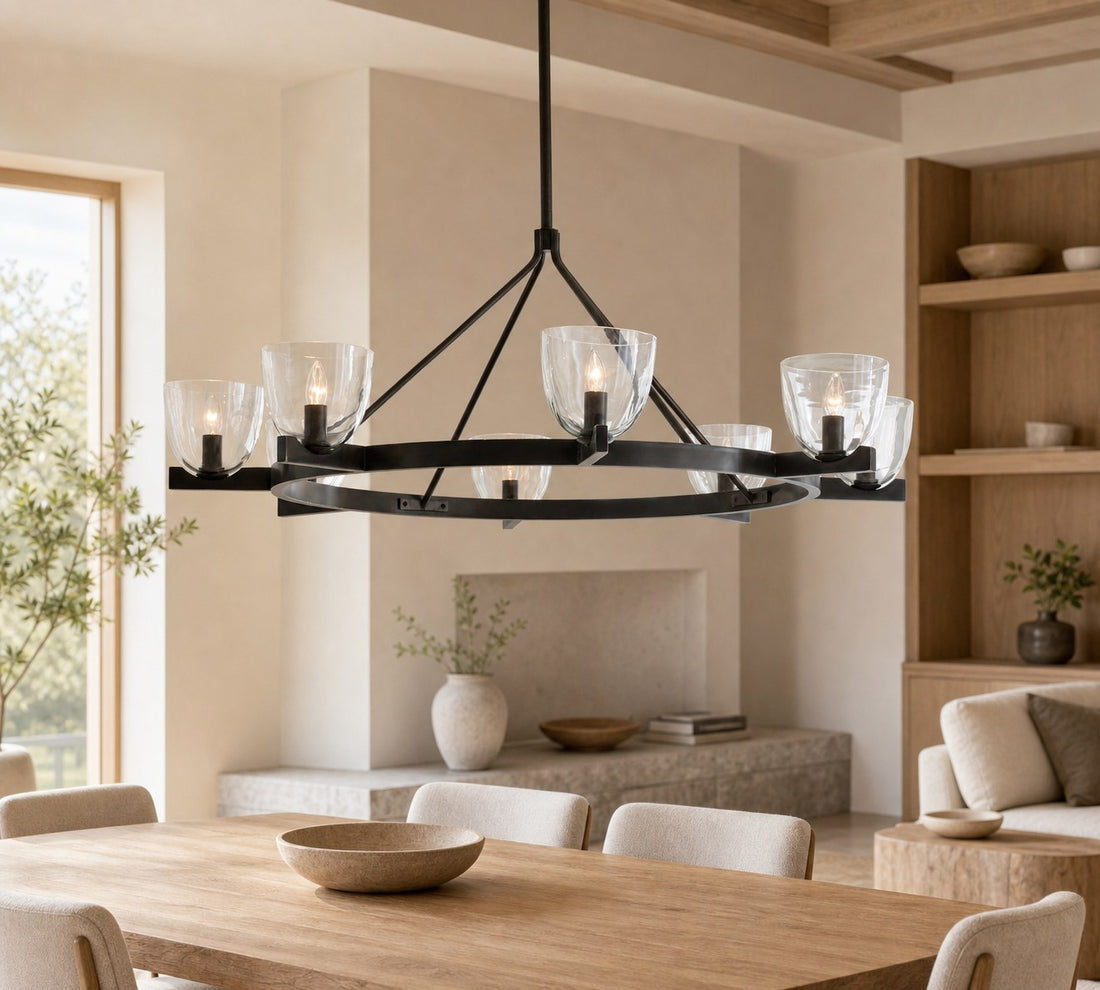 Auria Hand-blown Glass Metal Chandelier - Contemporary Brass Design