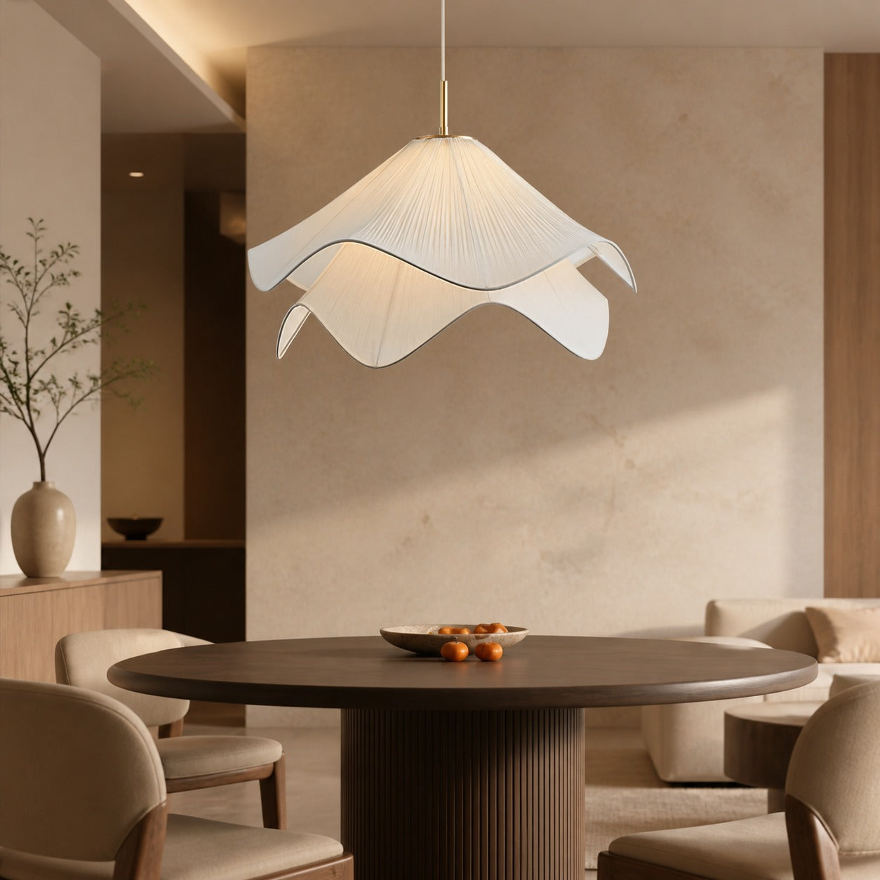 Ethereal Bloom French Floral Pleated Fabric Pendant Light