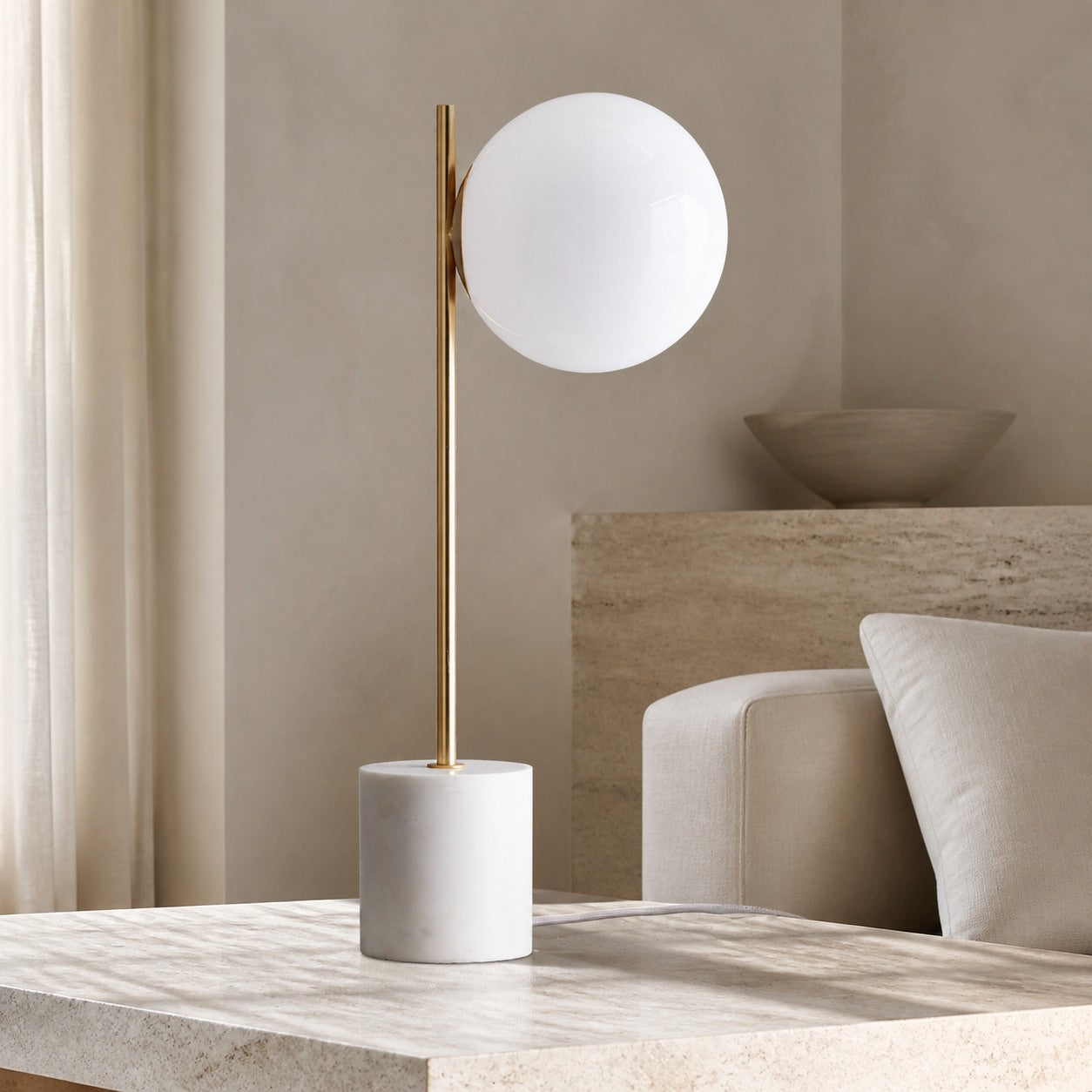 Sphere Alessora Table Lamp - Modern Marble Metal Desk Light