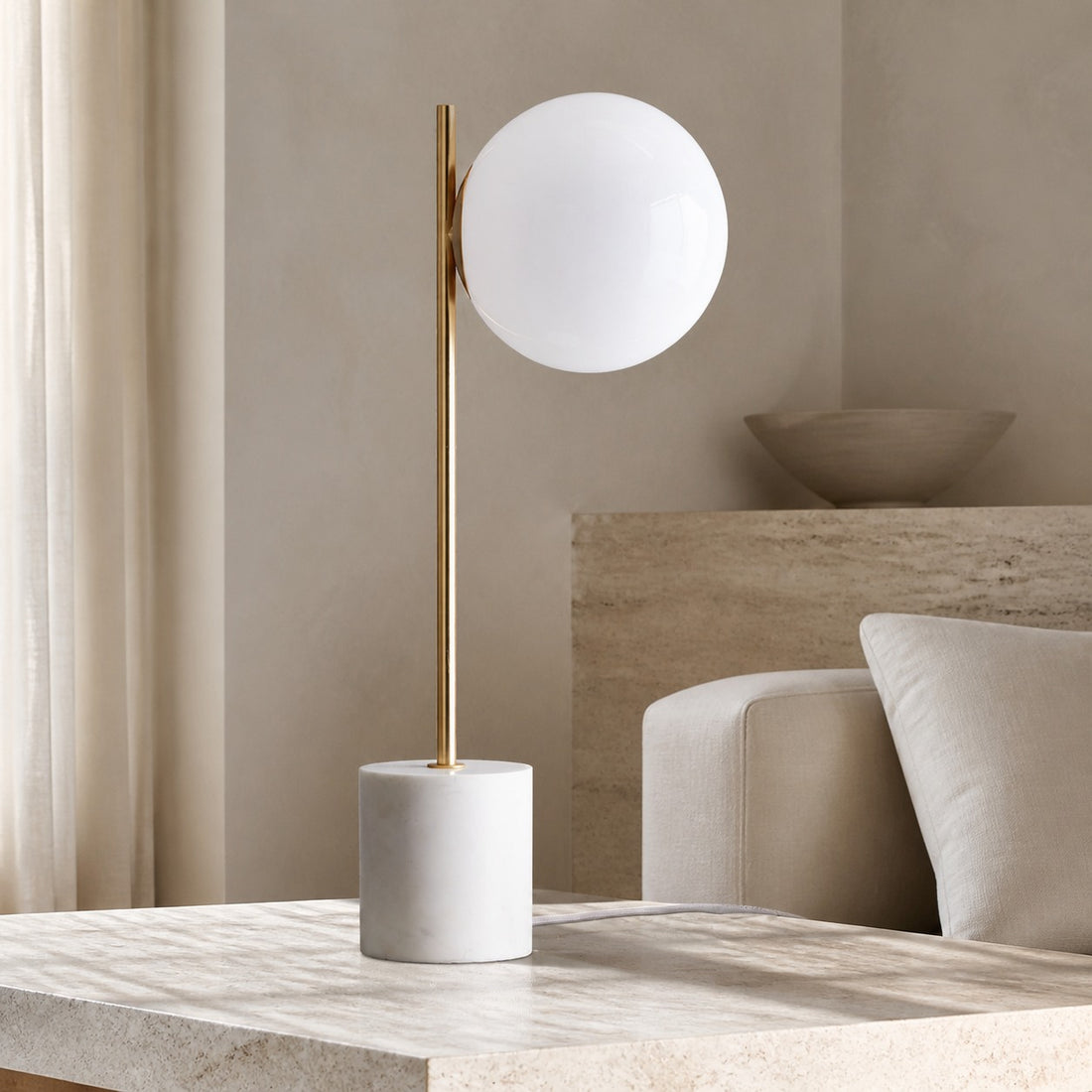 Sphere Alessora Table Lamp - Modern Marble Metal Desk Light