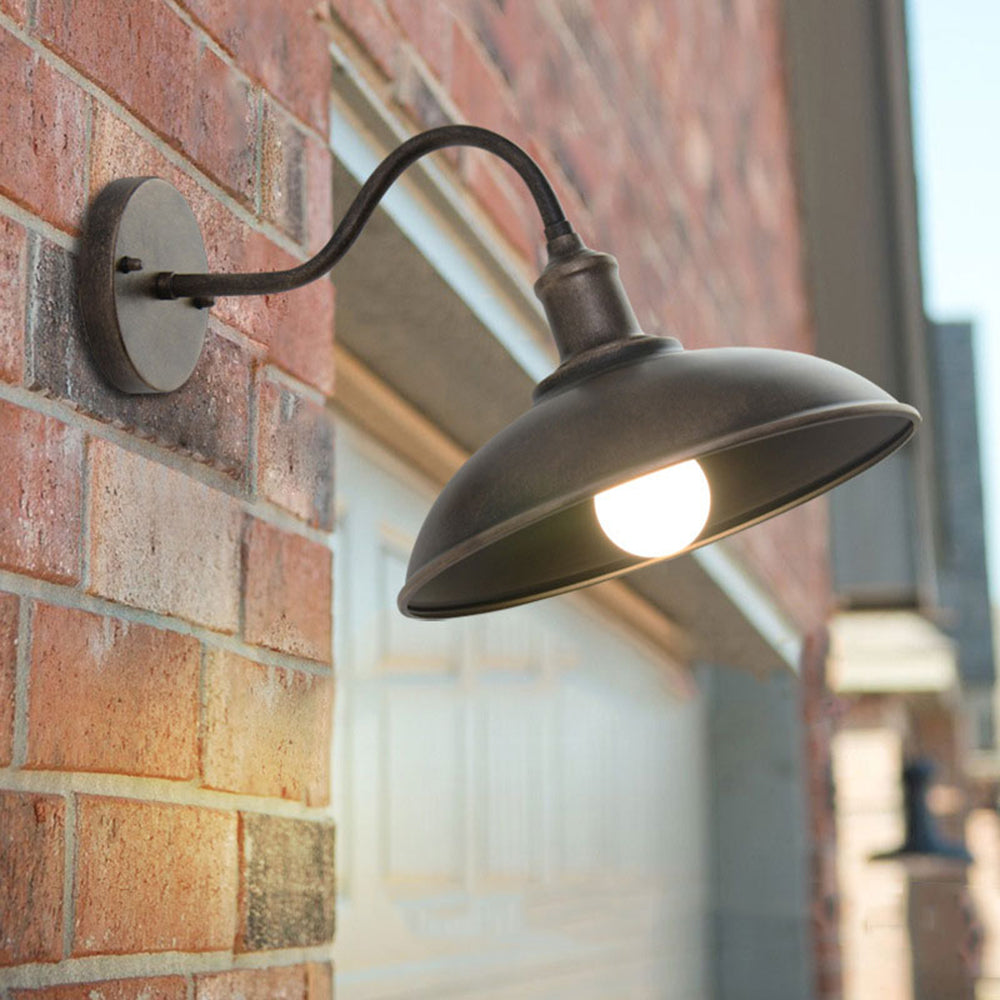 Retro Industrial Bowl Shaped Outdoor Waterproof Wall Light
