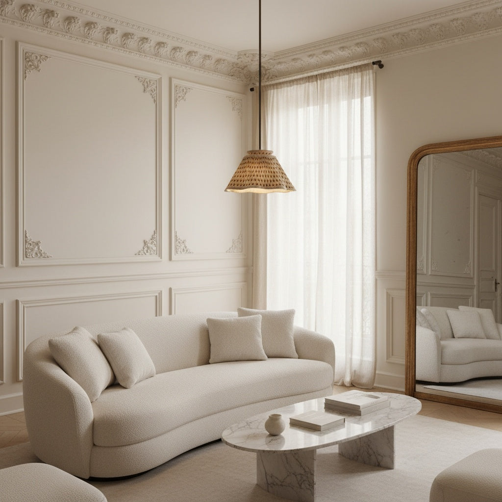 Florevian Modern Linen Pendant Lamp - Art-Inspired Statement Lighting for Dining Space