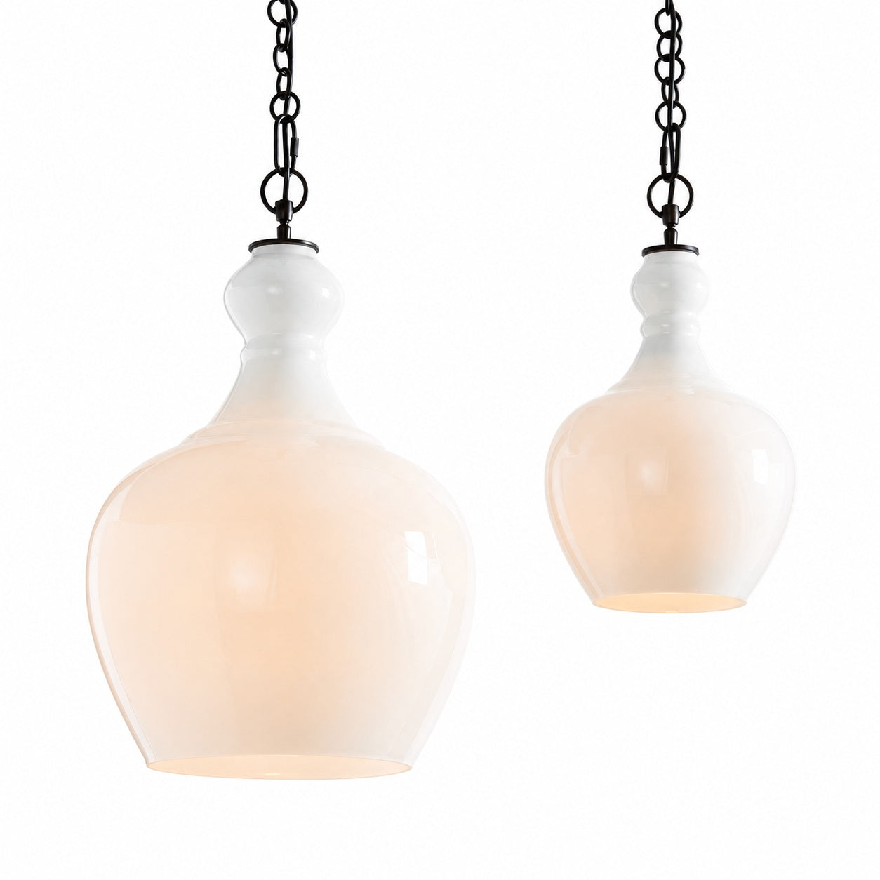 Lawson Glass Pendant Light - Recycled & Milk Glass with Bronze Accent