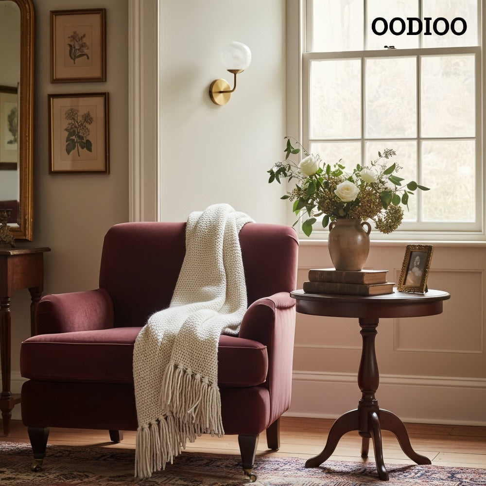 Pawrior Elegant Brass & Glass Wall Sconce – Soft Diffused Light for Residential