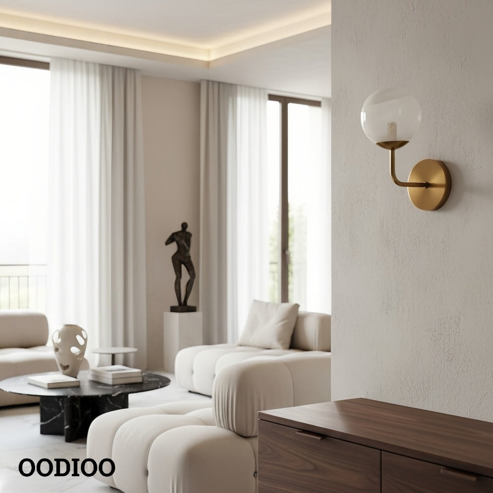 Pawrior Elegant Brass & Glass Wall Sconce – Soft Diffused Light for Residential