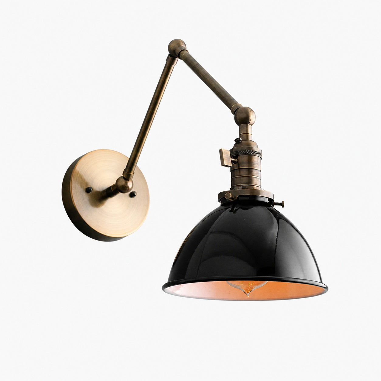 Conique Metal Vintage Industrial Swing Arm Wall Lamp - Adjustable Dome Shade for Study