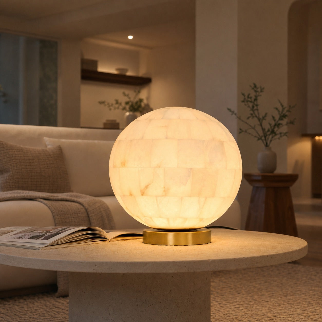 Alabaster Ball Table Lamp