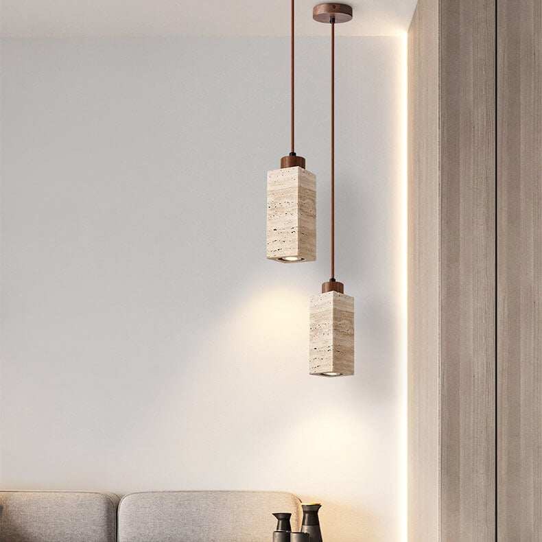 Wabi Sabi Solid Wood Stone Pendant Light