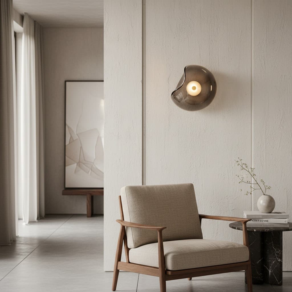 Lunacrest Curved Nebula Inspired Wall Light - Artistic Glass Lighting for Hallway