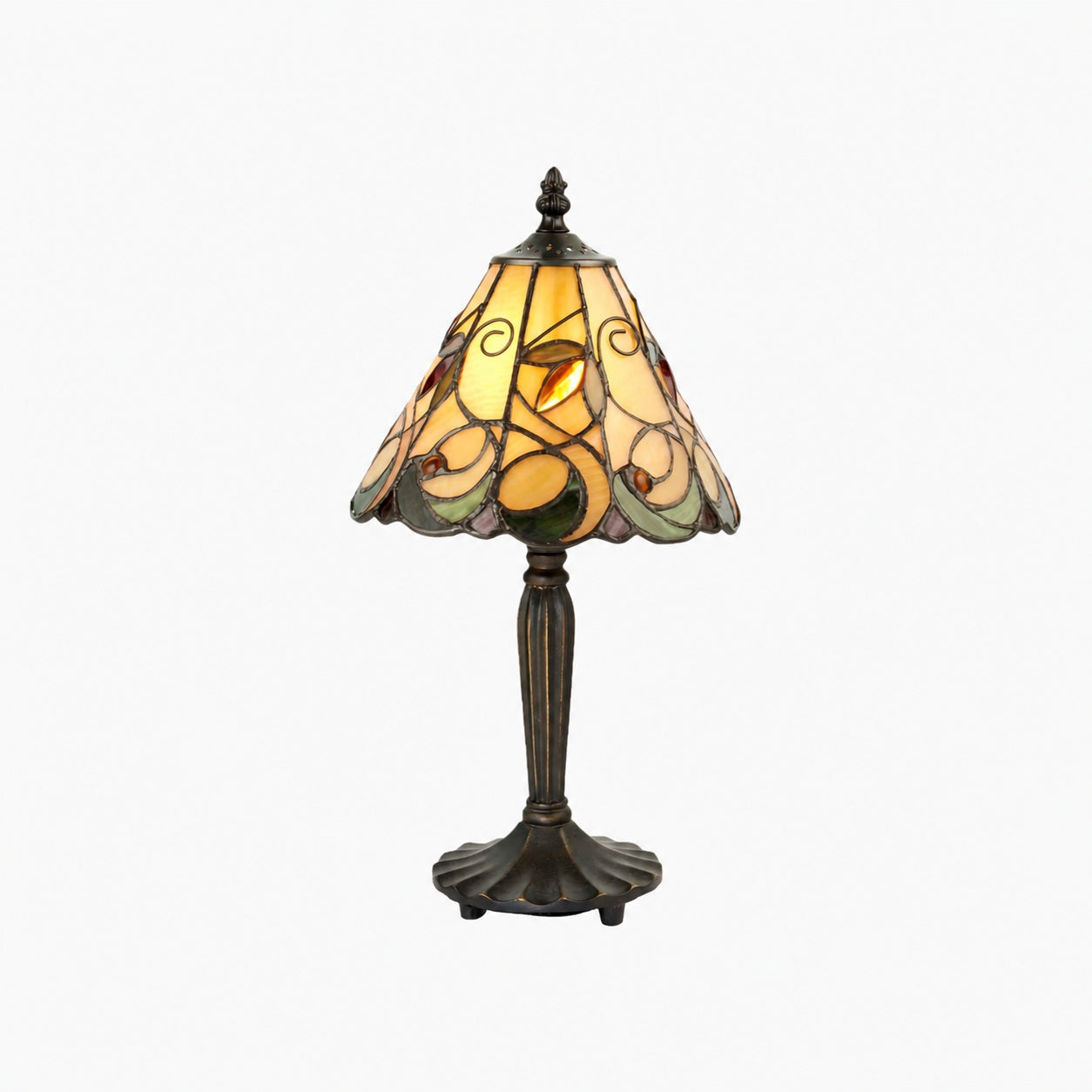 TF Jamelia Classic Stained Glass Table Light Lamp - Handcrafted Glass Light for Bedroom