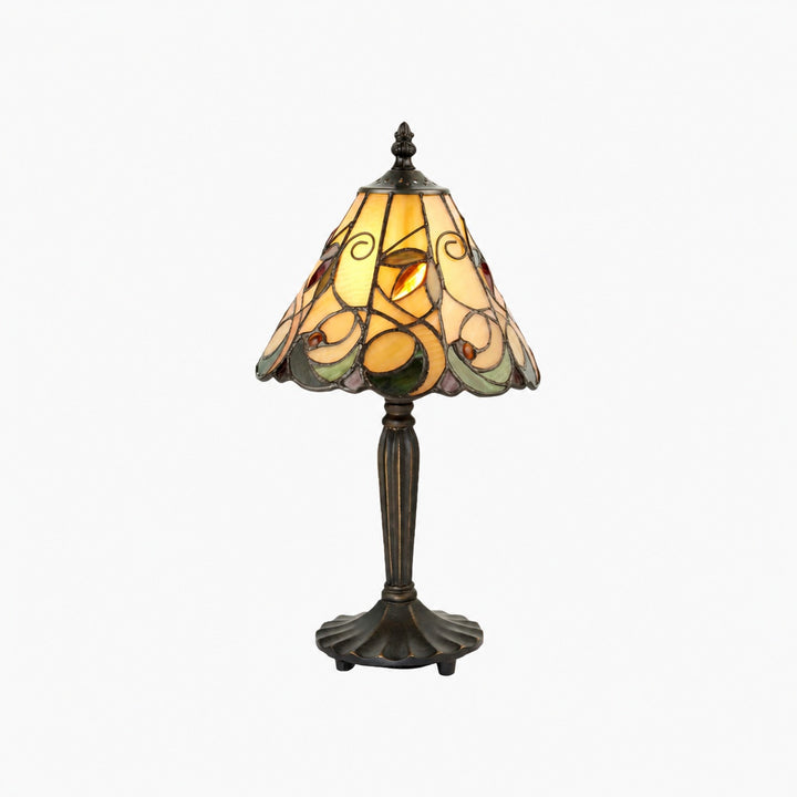TF Jamelia Classic Stained Glass Table Light Lamp - Handcrafted Glass Light for Bedroom