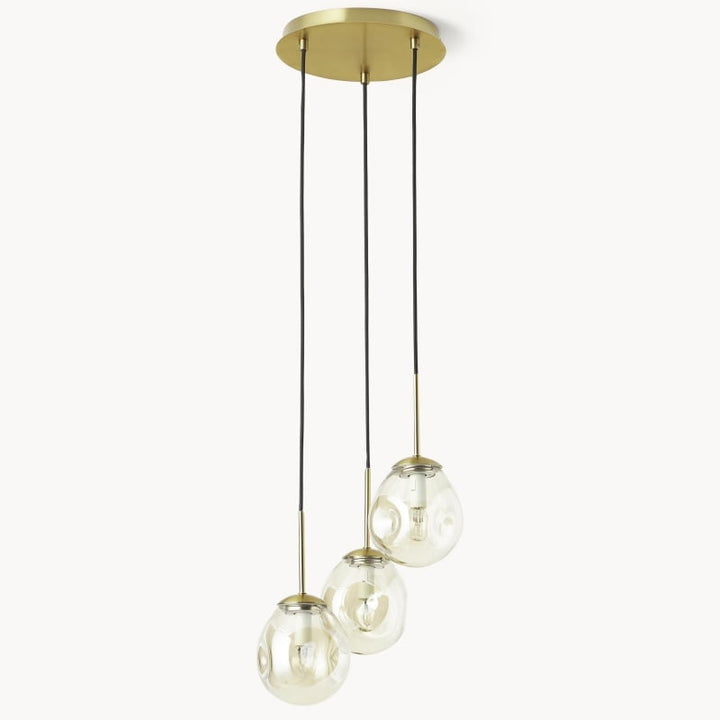 Glissora Hanging Light - Sculptural Cluster Design Tinted Glass and Metal for Entryway