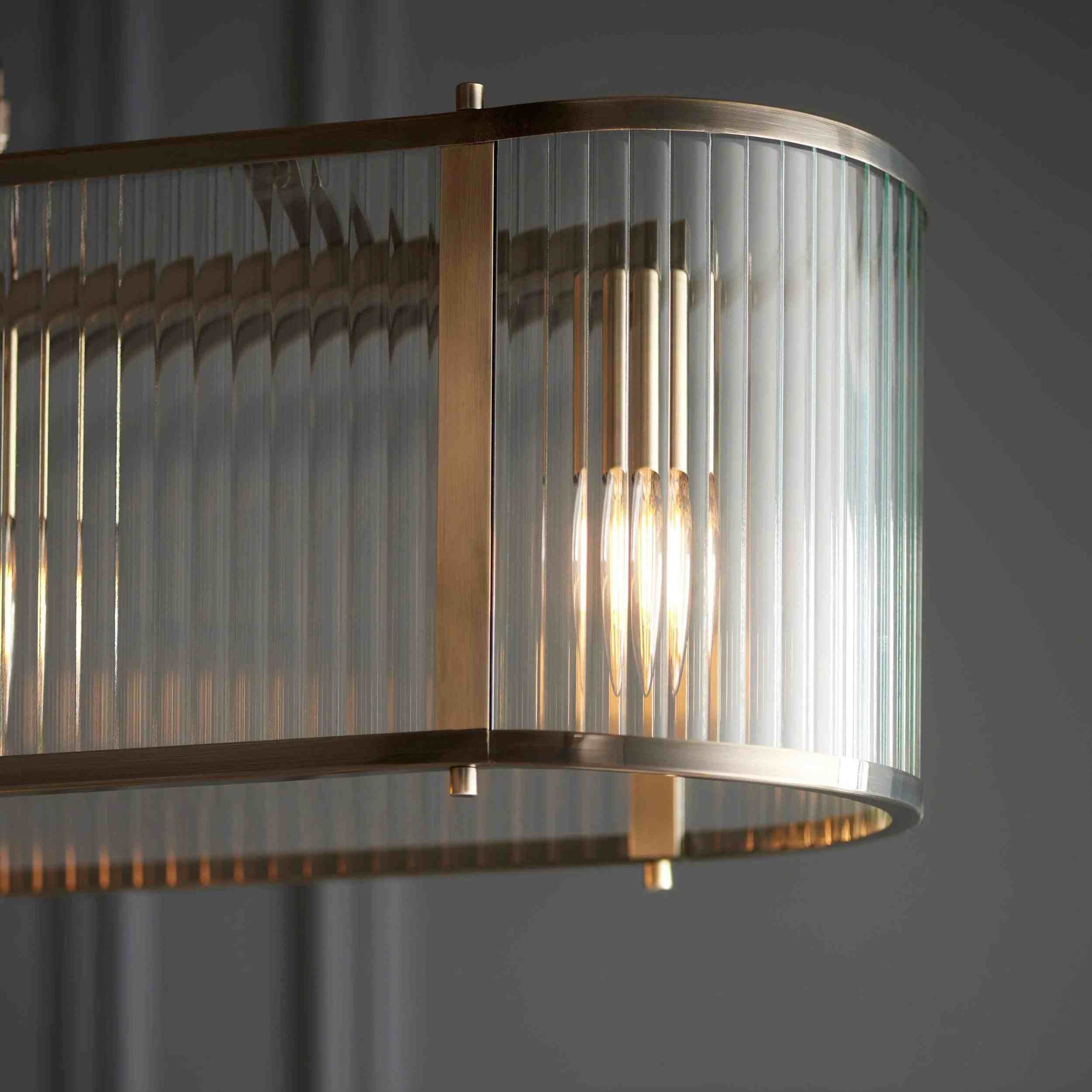 RibGlow Ribbed Glass Pendant Light - Antique Style Pendant Light for Dining Room