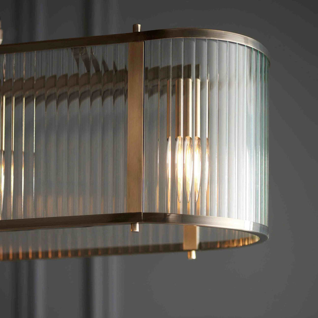 RibGlow Ribbed Glass Pendant Light - Antique Style Pendant Light for Dining Room