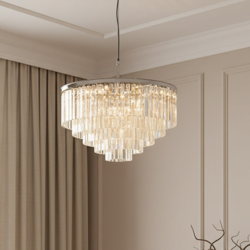 Aurevon Crystal Prism Metal Frame Modern Ceiling Chandelier for Home and Hotel