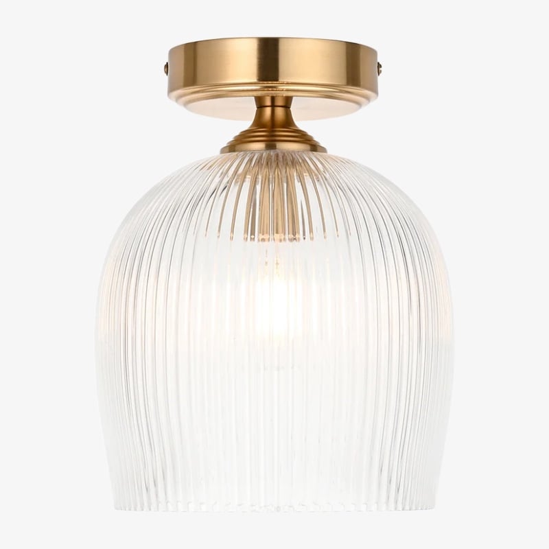 Brazara Dome Ceiling Light - Industrial Ribbed and Clear Glass for Living Room