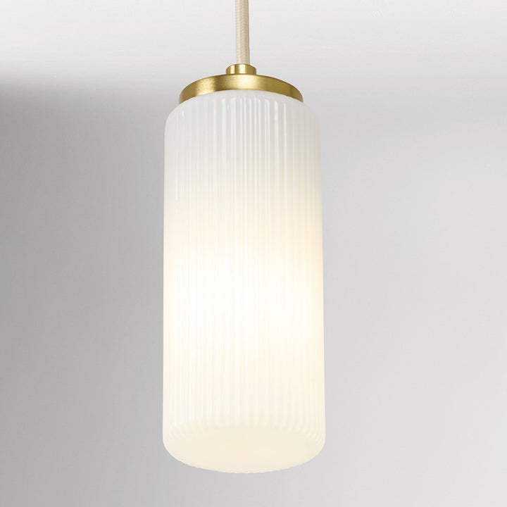 Rivora Fluted Glass Pendant Light – Modern Ribbed Shade