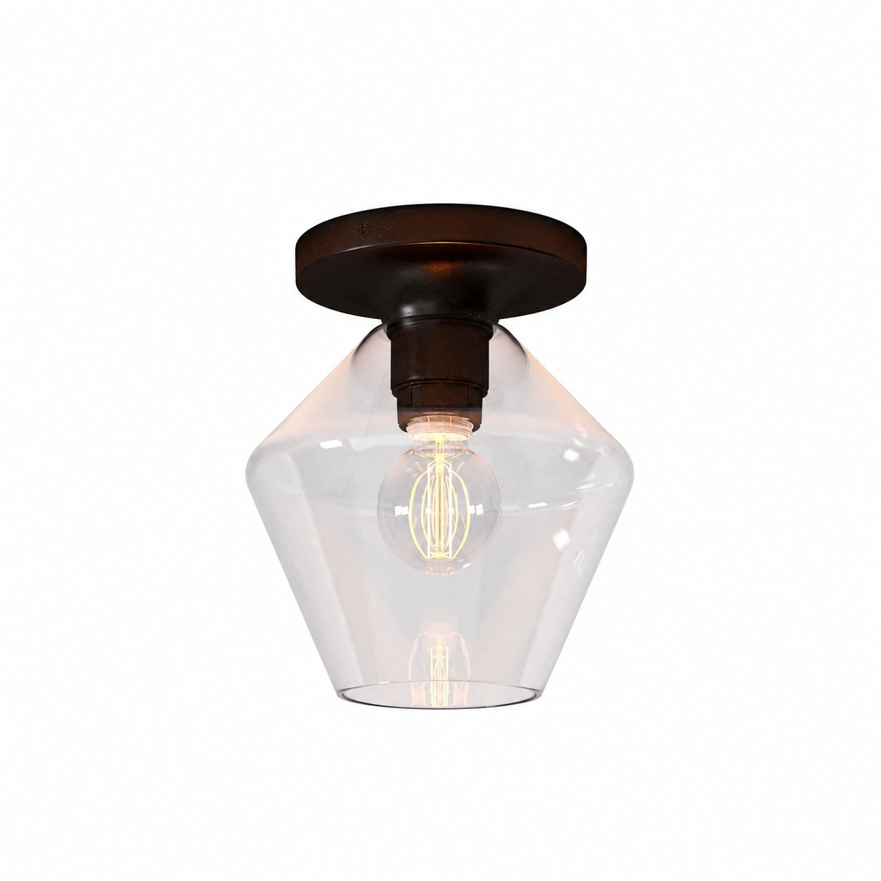 Merin Minimalist Sleek Geometric Glass Flushmount Light