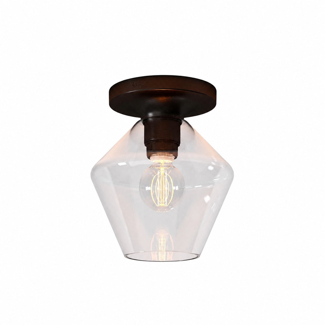 Merin Minimalist Sleek Geometric Glass Flushmount Light