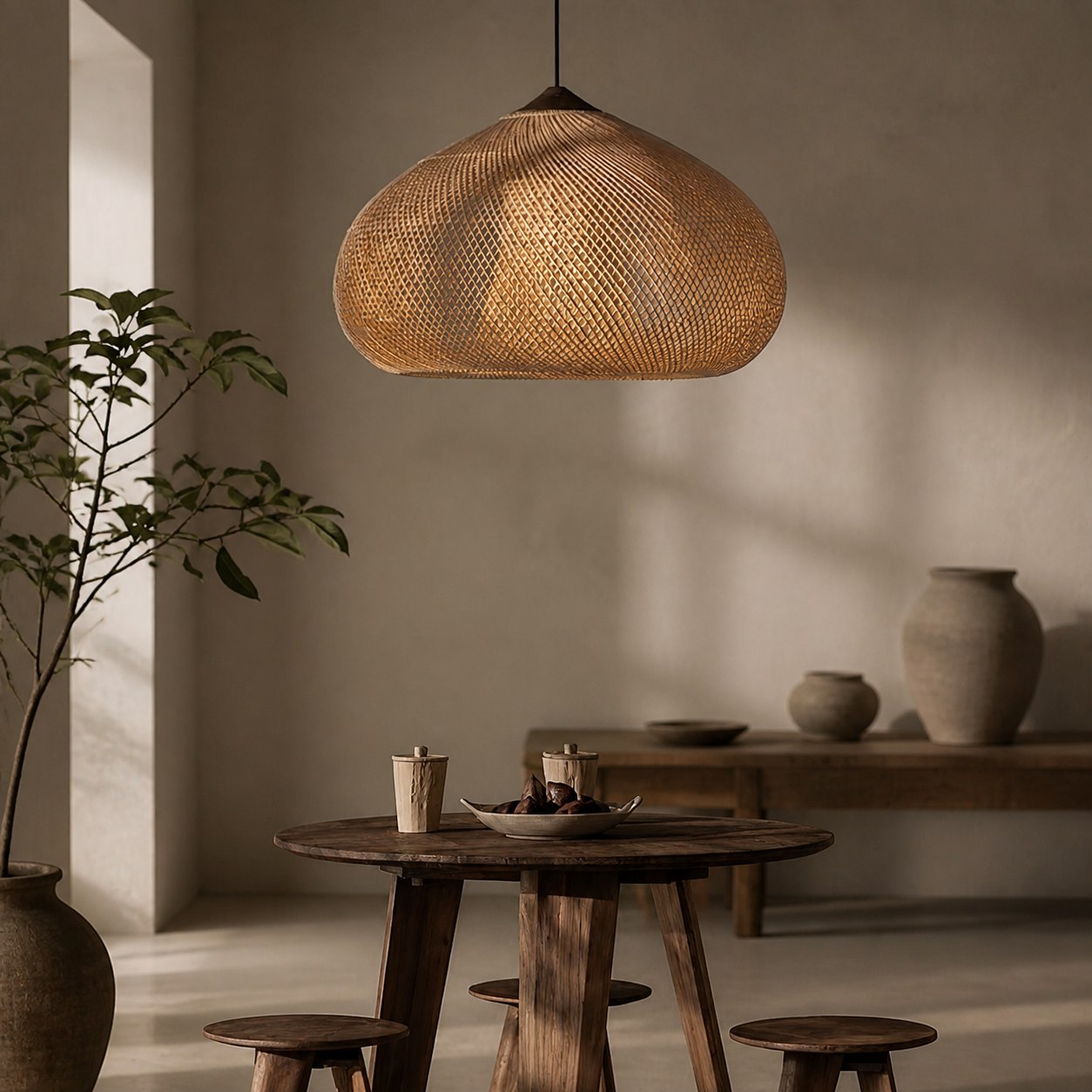 Harp Braided Rattan Pendant Lamp