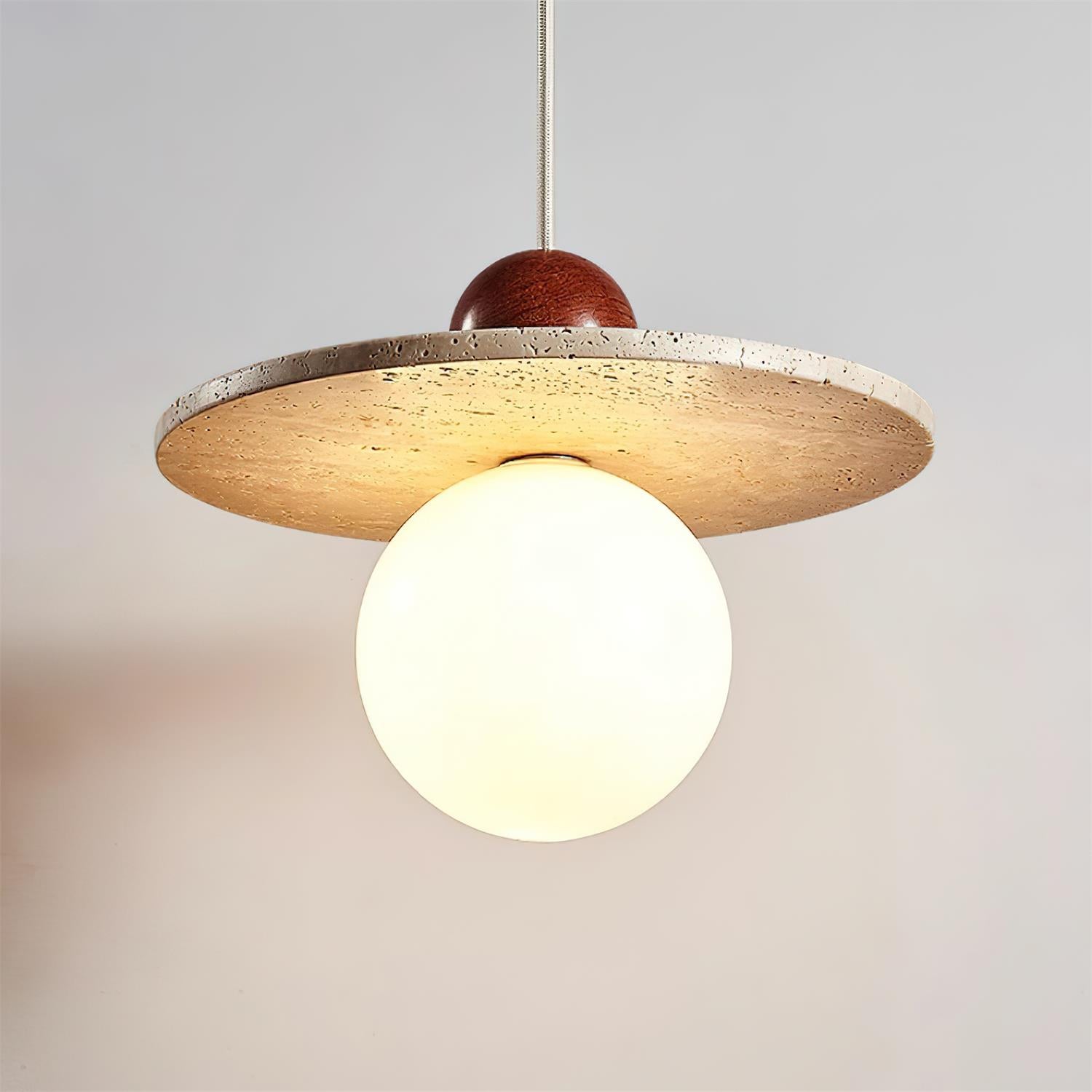 Retro Decor Cave Stone Disc Pendant Light