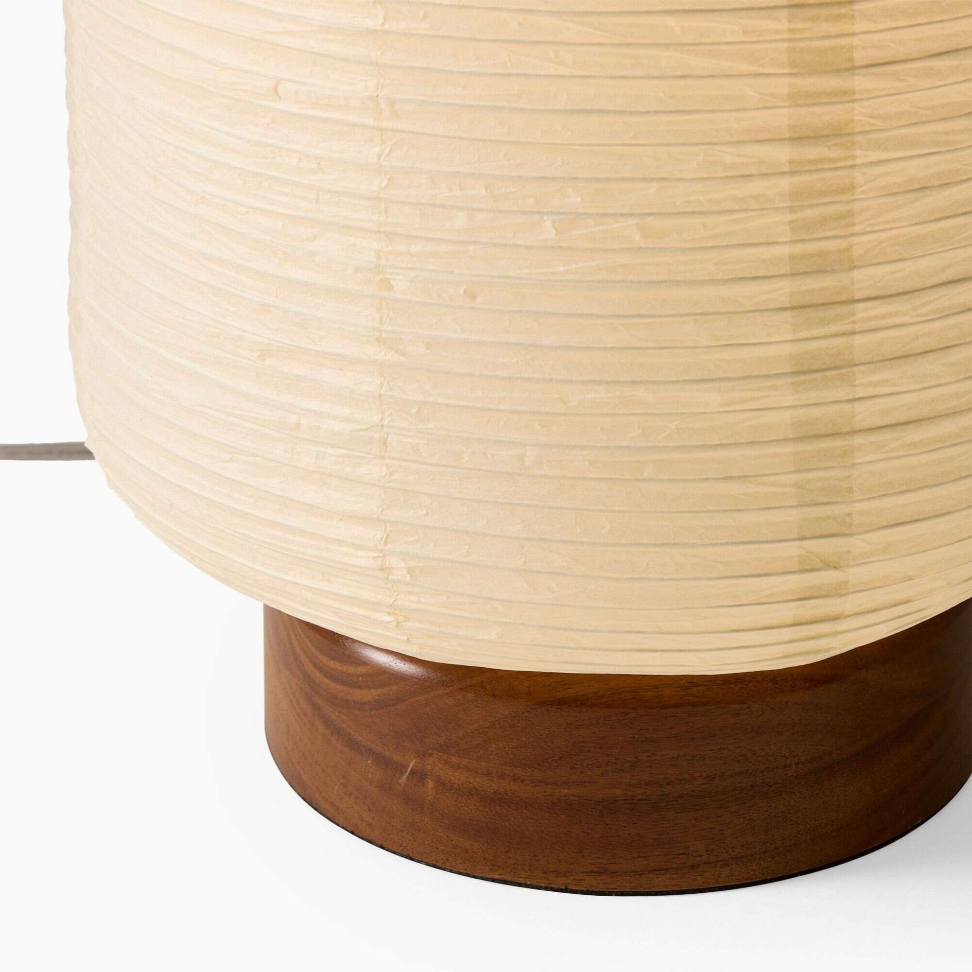 Tivo Minimalist Ribbed Floor Lamp - Simple solid wood base with paper lampshade suitable for living room and bedroom