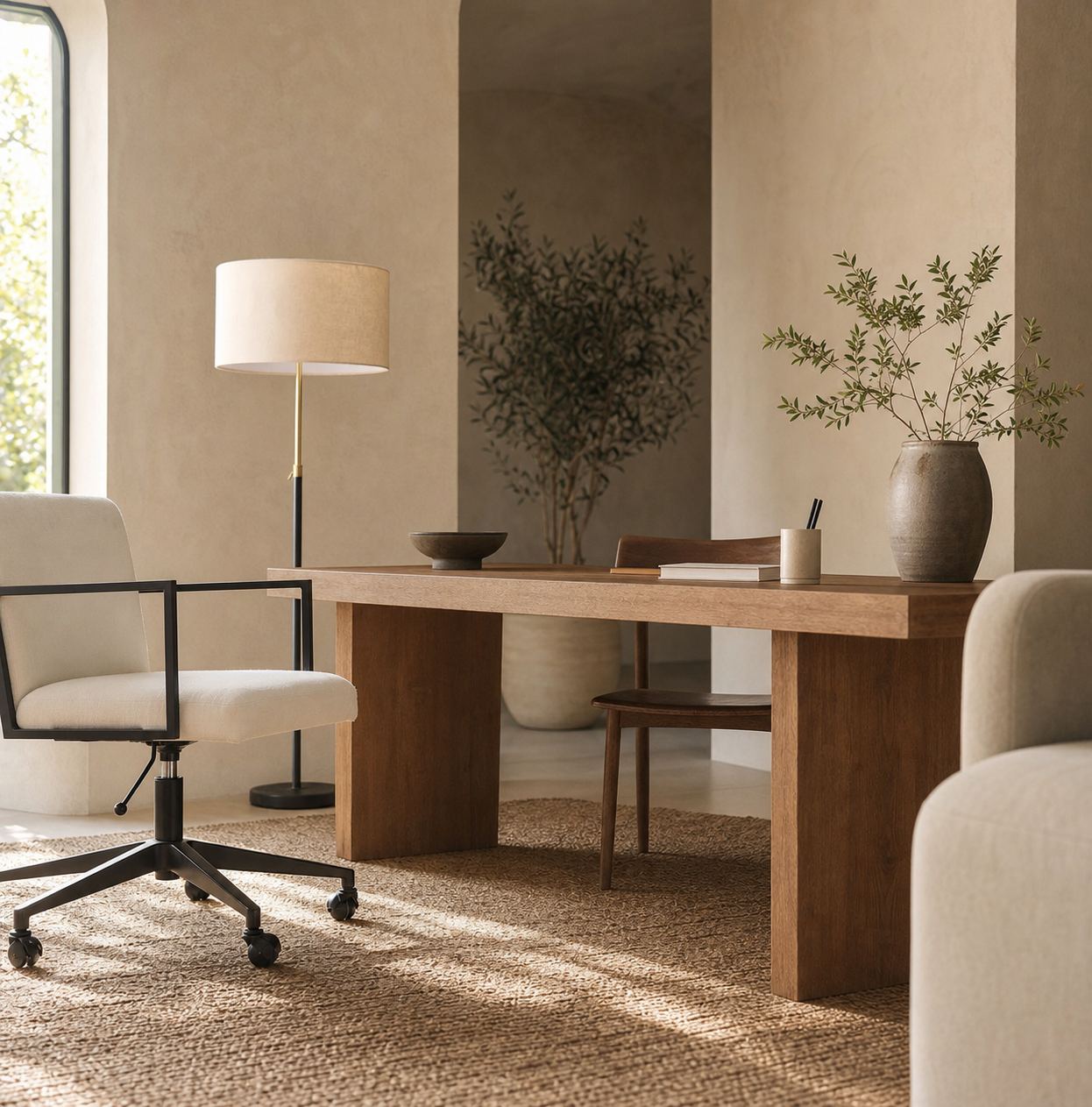 Moss Modern Linear Wood LED Table Lamp – Adjustable Swivel, USB Charging