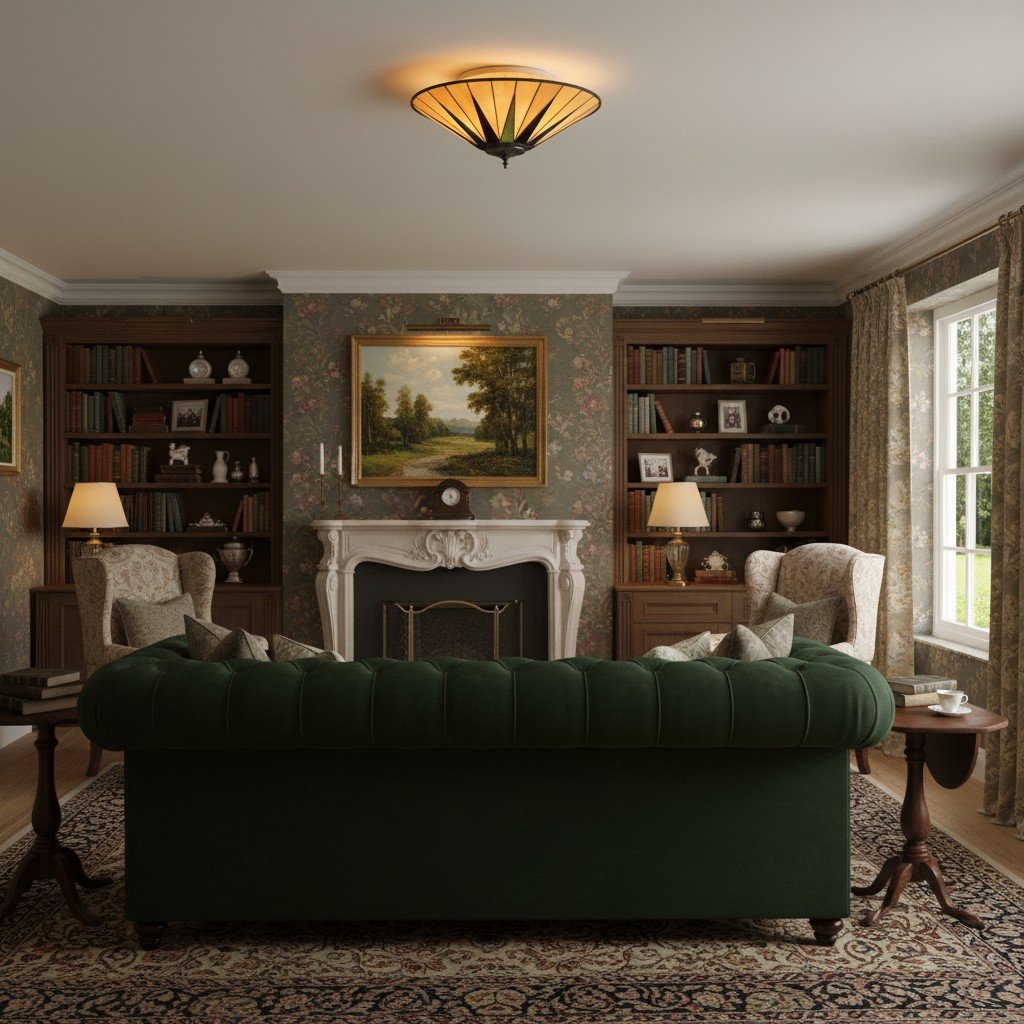 TF Dark Star Tiffany Ceiling Lamp – Stained Glass Star Design for Dining or Hall