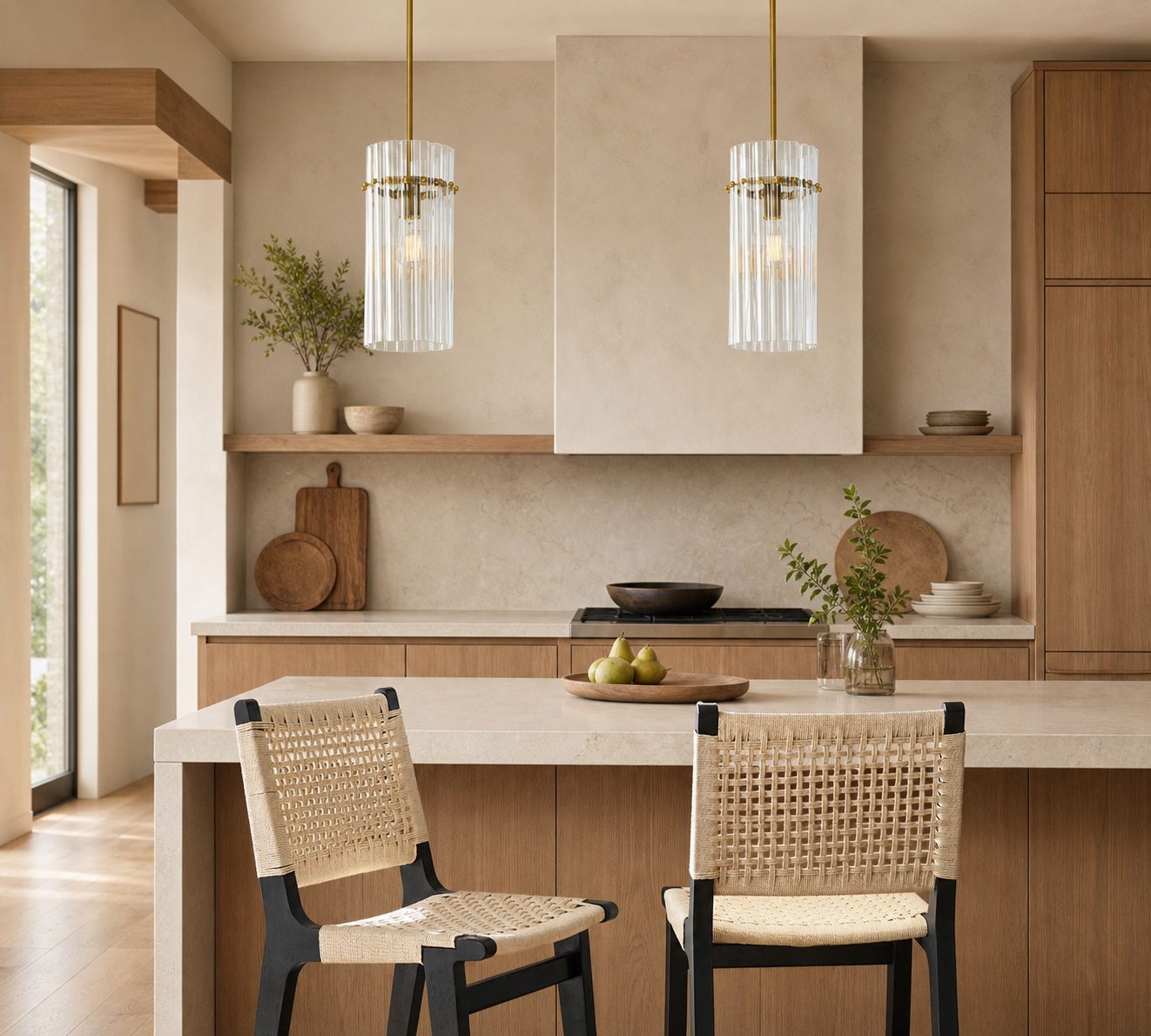 Lumora Crystal Pendant Light – Elegant Tumbled Brass & Cut Glass