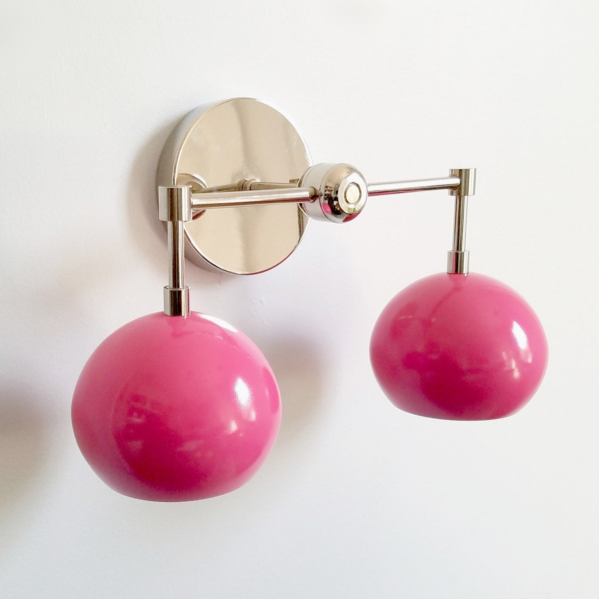 Doll Pink Wall Sconce - Double Head Globe-shaped Bath Wall Light