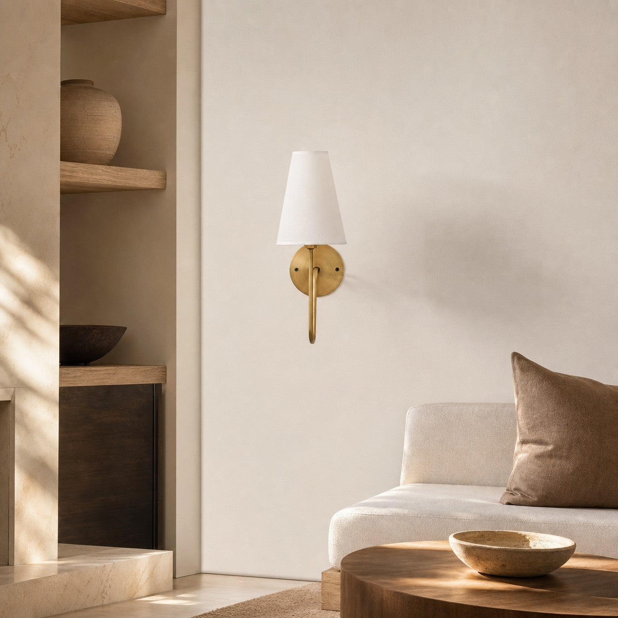 Organic Glass Scoop Wall Light – Minimalist Modern Decorative Ambient Sconce for Living Room
