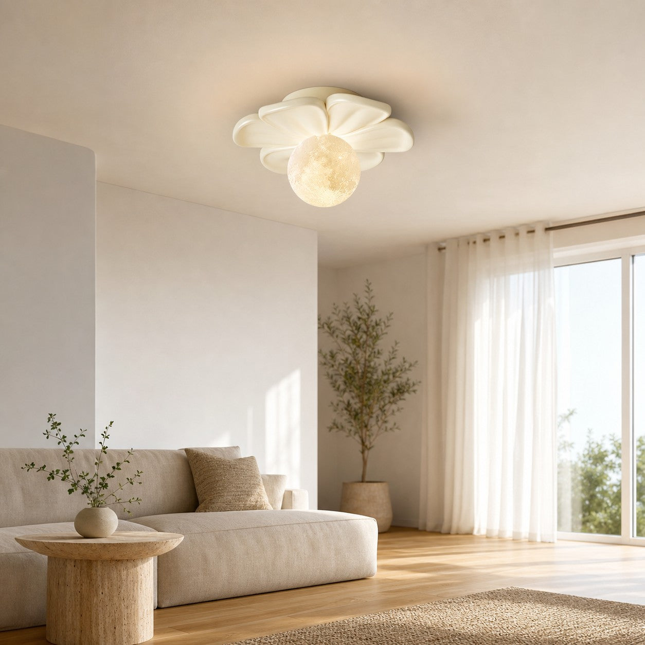 Cream Bloom Flower Ceiling Lamp