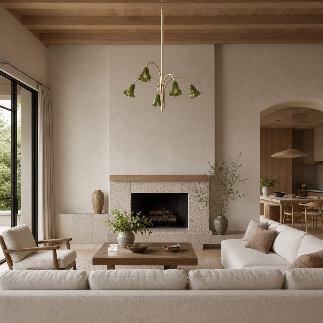Bellina Modern Romantic Chandelier - Botanical Lily Design with Glass Flowers