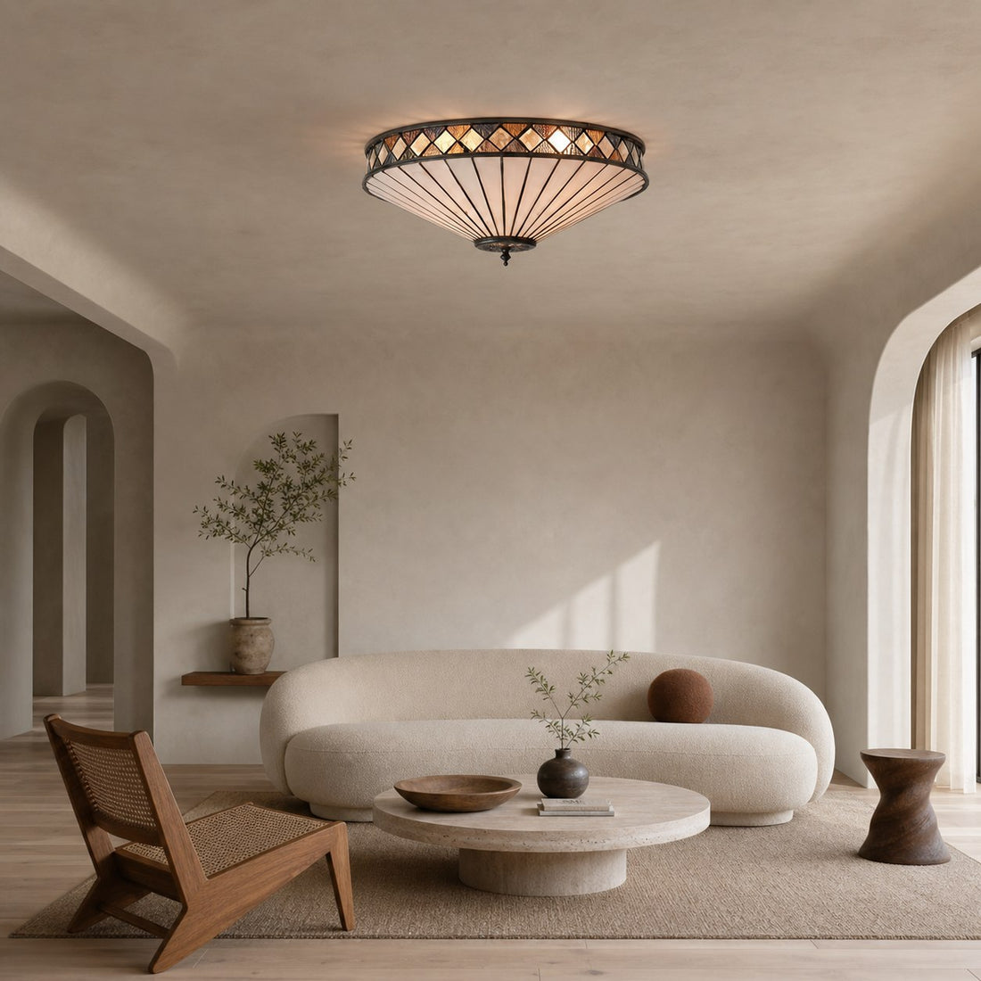 Fargo Tiffany Artistic Crystal Accents Ceiling Lamp for Living Room