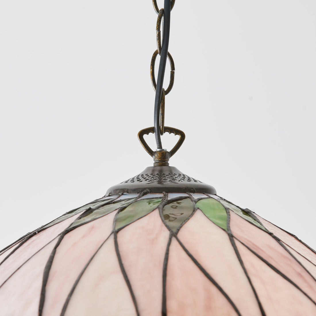 TF Hutchinson Tiffany Glass Pendant Light with Artistic Mosaic Design for Dining and Living Spaces
