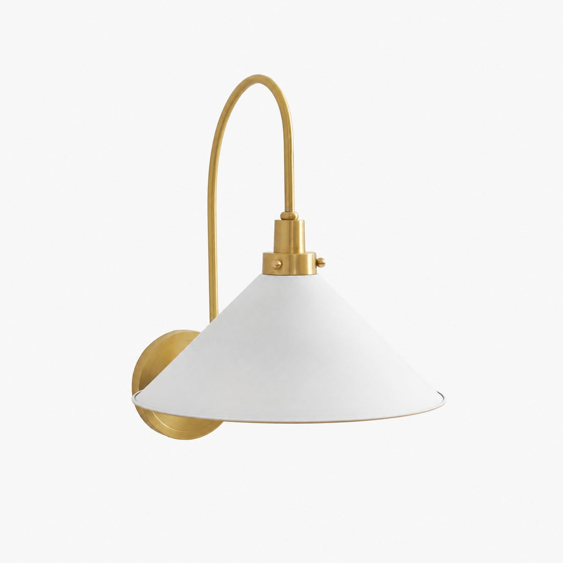 Ivoran Brass Gooseneck Wall Sconce - Curved Arm Dome Shade Light for Bedroom and Hallway