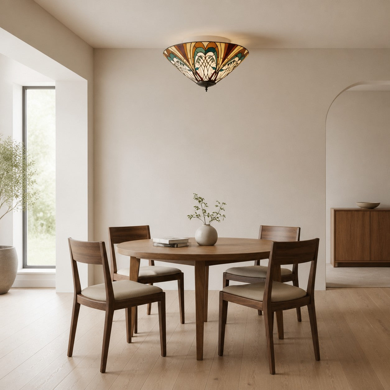 TF Hector Ceiling Light – Handcrafted Stained Glass Design Semi‑Flush or Pendant Fixture for Home