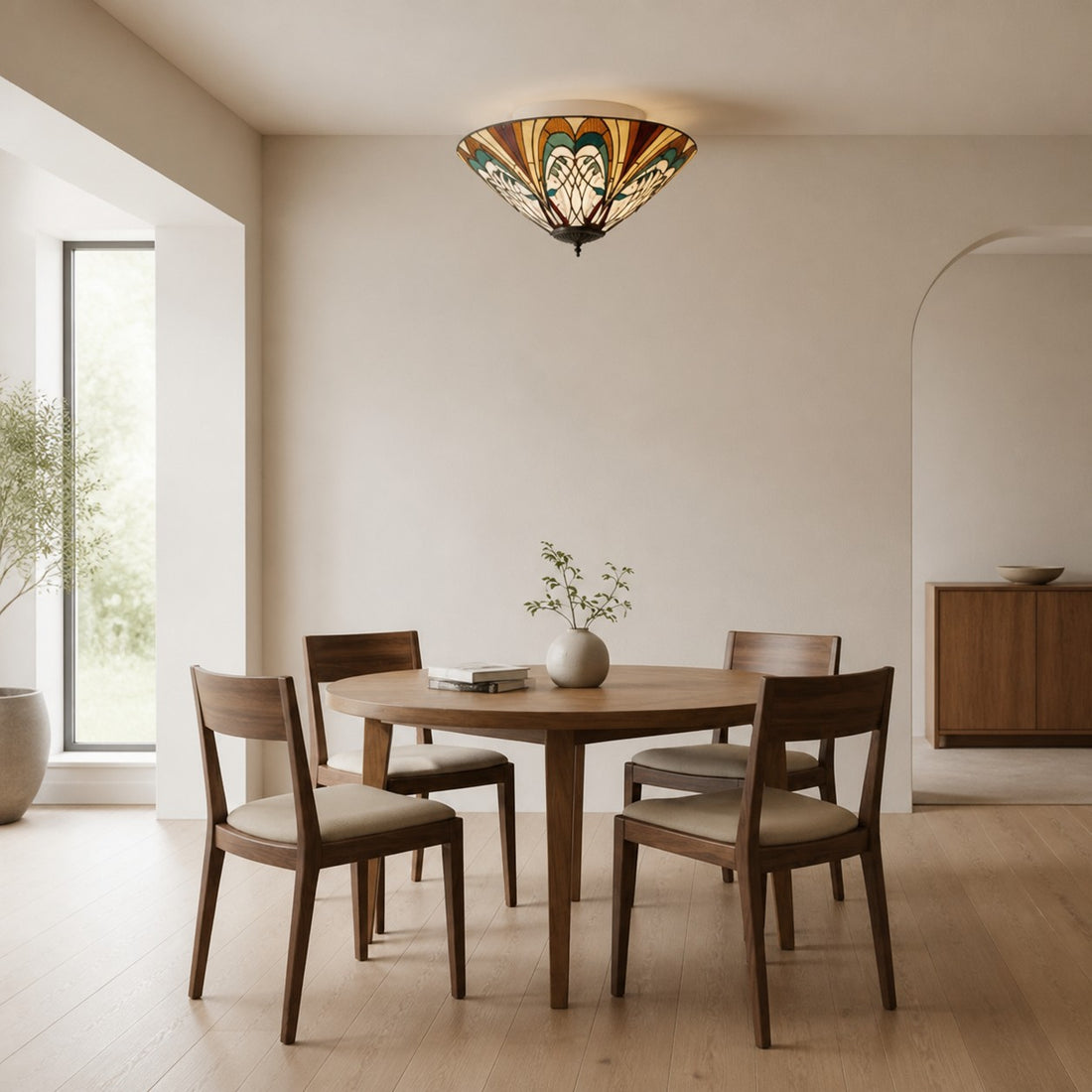TF Hector Ceiling Light – Handcrafted Stained Glass Design Semi‑Flush or Pendant Fixture for Home