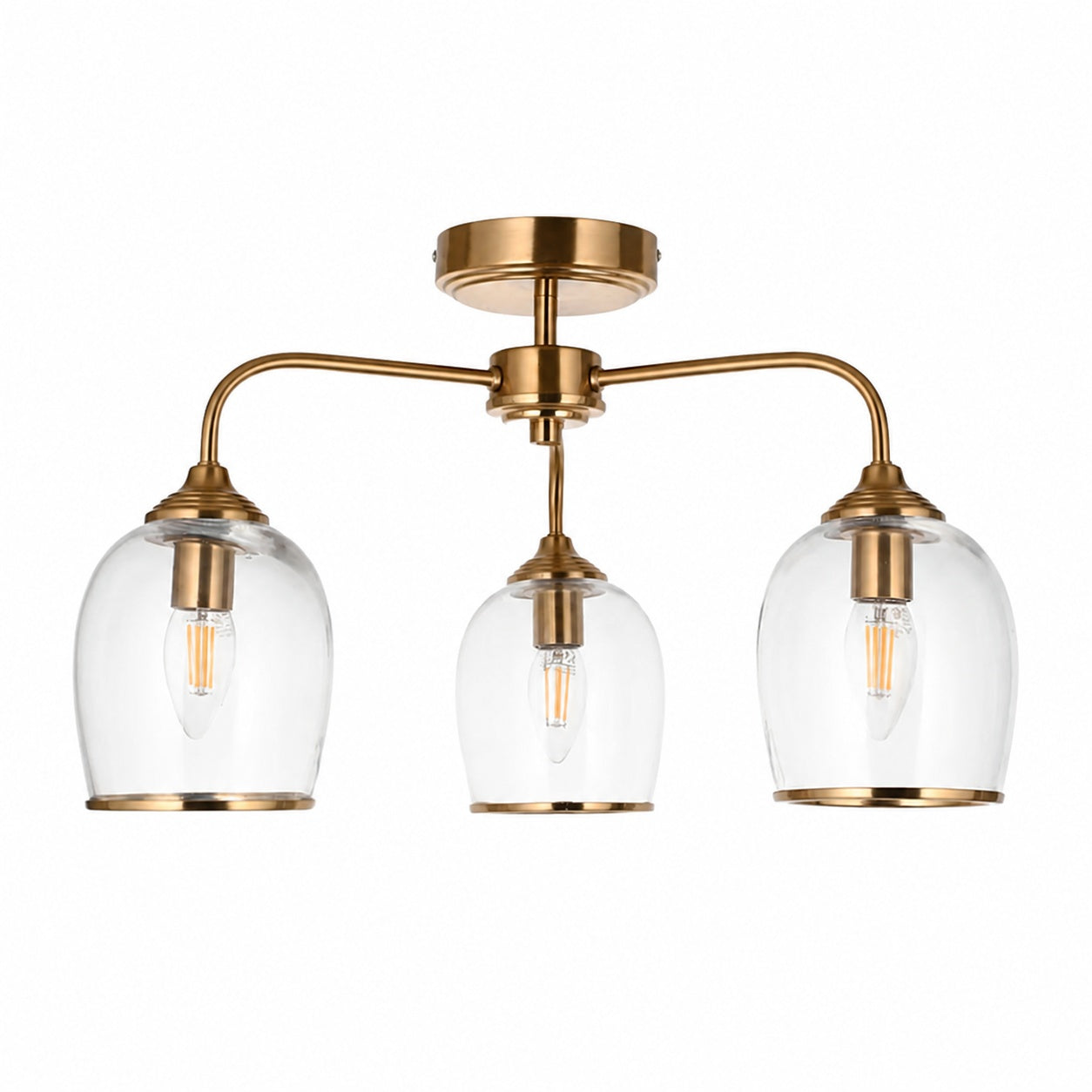Brazara Multi-Light Glass Shade Pendant Lamp – Curved Metal Arms for Modern Homes