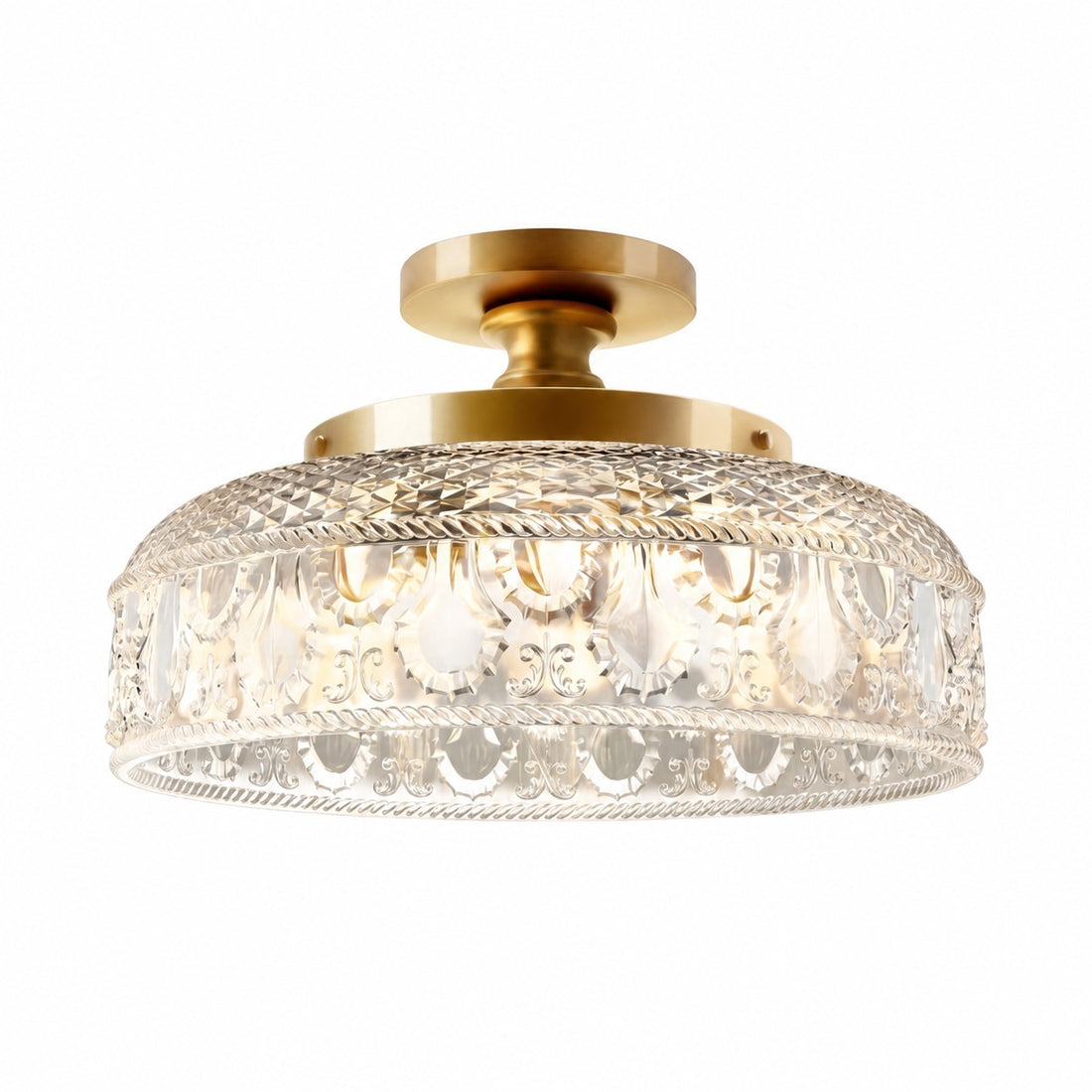 Zenarivo Vintage Floral Glass Semi Flush Mount Ceiling Light - Modern Cabin Style for Living Room